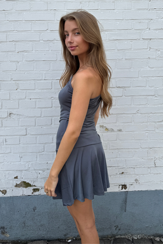 Valentina One Shoulder Dress in Grey · effortless scandi dress for women from ITS MAY