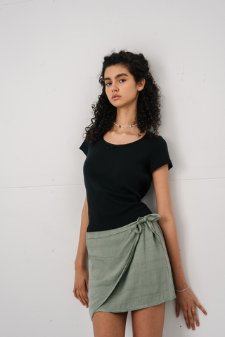 Elisa Wrap Skirt in Khaki · effortless scandi skirt for women from ITS MAY