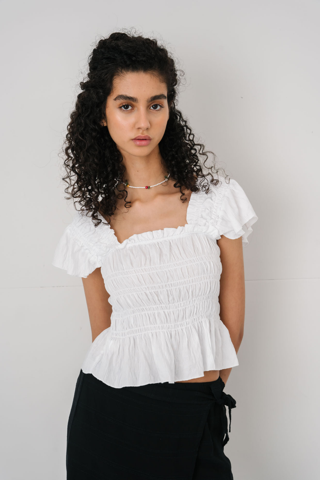 Honey Ruffle Top - White