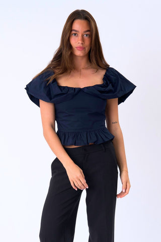Serena Top in Navy · effortless scandi formal shirts & blouses for women from ITS MAY