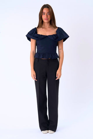 Serena Top in Navy · effortless scandi formal shirts & blouses for women from ITS MAY