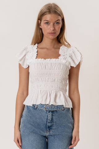 Honey Ruffle Top in White · effortless scandi top for women from ITS MAY