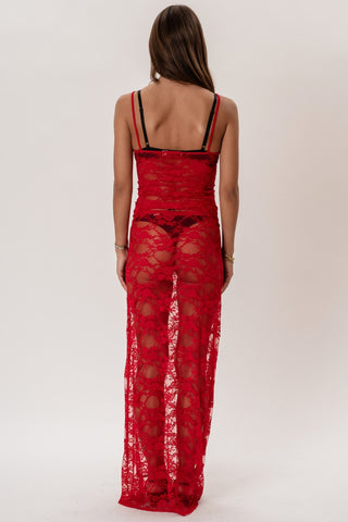 Florence Lace Dress in Red · effortless scandi dress for women from ITS MAY