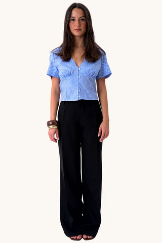 Roberta Top - Light Blue Checkered