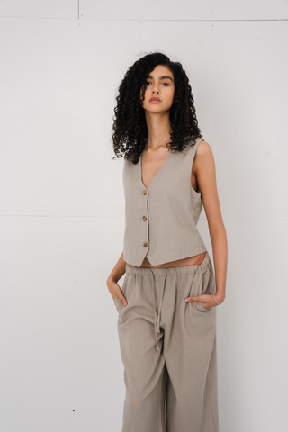 Elle Vest in Taupe · effortless scandi vest for women from ITS MAY