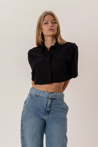 Noemi Short Shirt in Black · effortless scandi formal shirts & blouses for women from ITS MAY