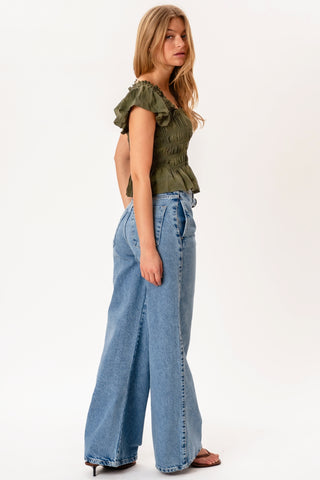 Honey Ruffle Top in Olive · effortless scandi formal shirts & blouses for women from ITS MAY