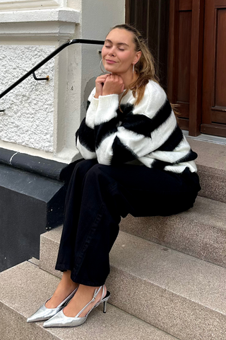 Celina Striped Knitted Sweater in White/Black · effortless scandi knitwear for women from ITS MAY