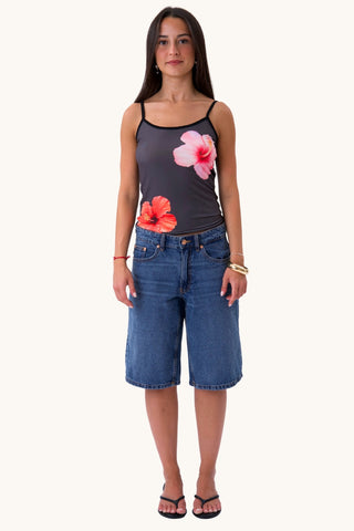 Vittoria Flower Top - Grey/Black