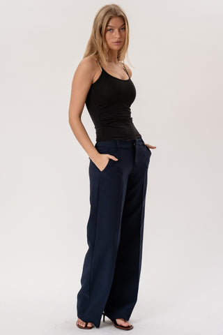 Low Waist Suit Pants in Navy · effortless scandi pants for women from ITS MAY