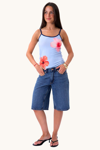 Vittoria Flower Top - Light Blue/Blue