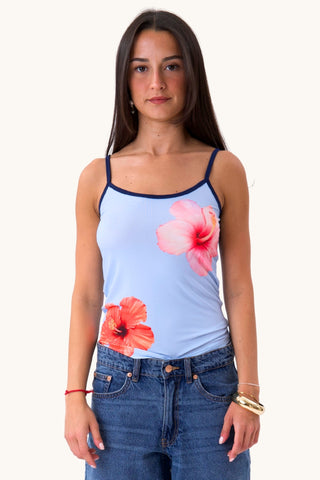 Vittoria Flower Top - Light Blue/Blue