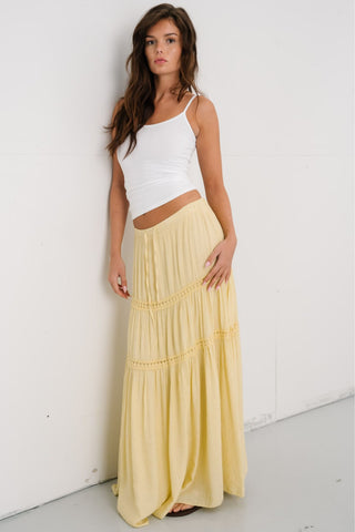 Alma Maxi Skirt in Dusty Yellow · effortless scandi skirt for women from ITS MAY