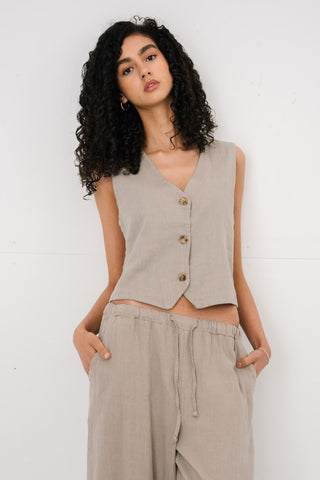 Elle Vest in Taupe · effortless scandi vest for women from ITS MAY