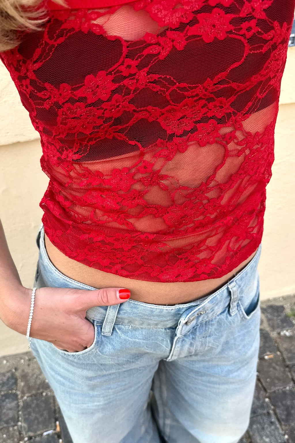 Florence Lace Top - Red