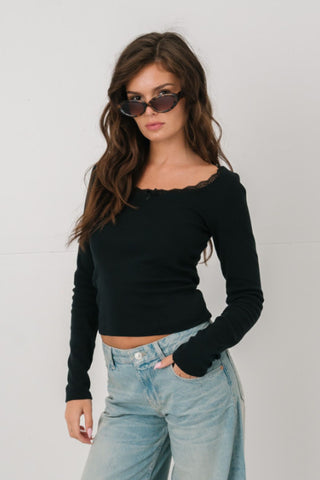 Lace top in Black · effortless scandi top for women from ITS MAY