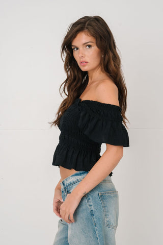 Honey Ruffle Top in Black · effortless scandi top for women from ITS MAY