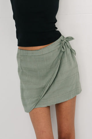 Elisa Wrap Skirt in Khaki · effortless scandi skirt for women from ITS MAY
