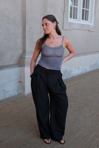 Evelina Top - Brown/Light Blue
