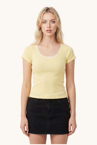 Lace T-shirt - Yellow