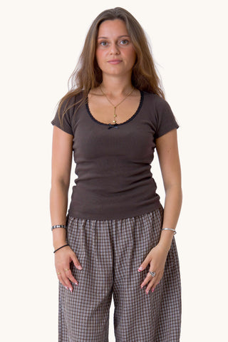 Lace T-shirt - Brown