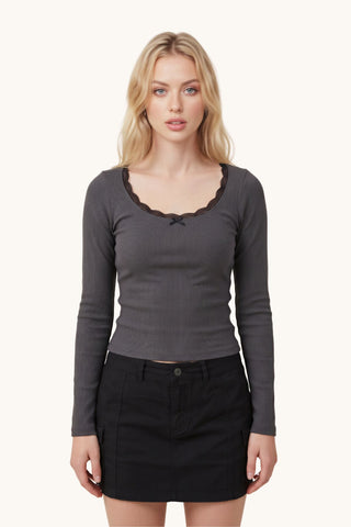 Lace Top - Dark Grey