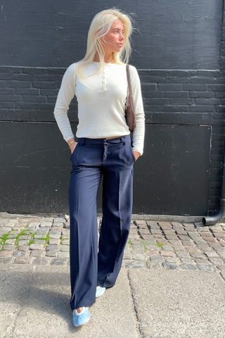 Low Waist Suit Pants in Navy · effortless scandi pants for women from ITS MAY
