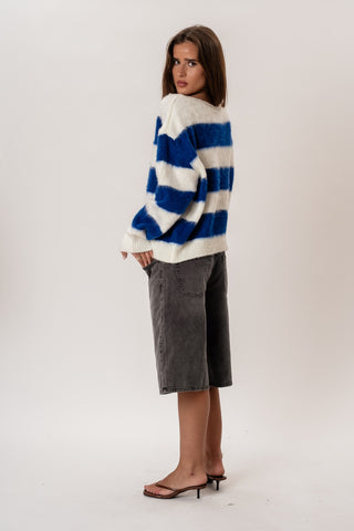 Celina Striped Knitted Sweater in White/Navy · effortless scandi knitwear for women from ITS MAY