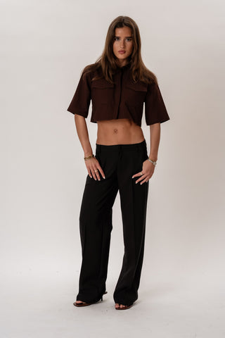 Noemi Short Shirt in Brown · effortless scandi formal shirts & blouses for women from ITS MAY