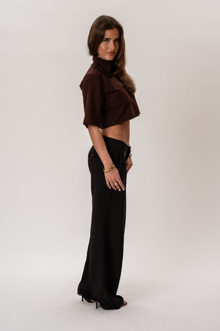 Noemi Short Shirt in Brown · effortless scandi formal shirts & blouses for women from ITS MAY