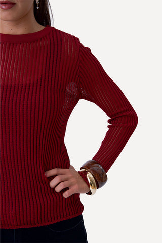 Caterina Knit Blouse - Bordeaux