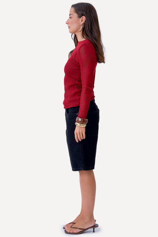 Caterina Knit Blouse - Bordeaux