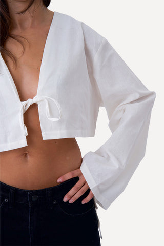 Leonora Tie Blouse - White